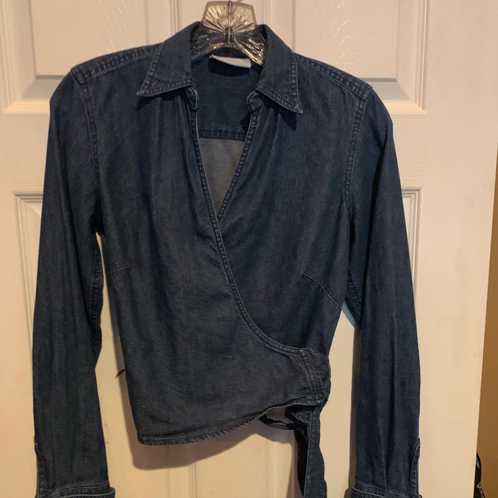 Blue jean wrap shirt